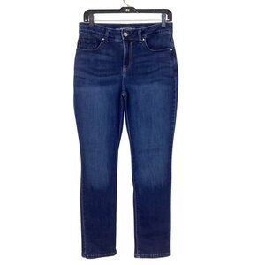 Lee Jeans Women’s 8 Blue Perfect Fit Straight Leg Dark Wash Denim Stretch